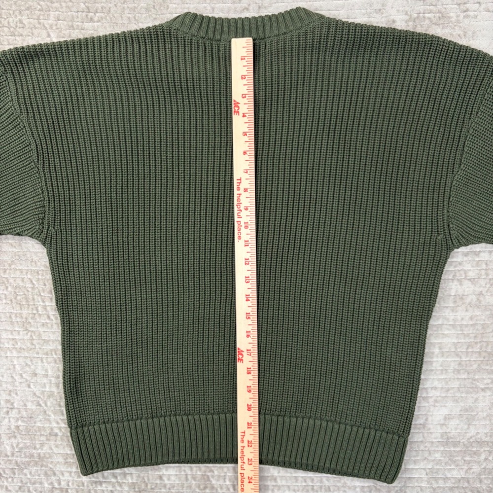 Yellow Label Co Mens Olive Green Cotton Shaker Stitch Crewneck Sweater Small - Picture 8 of 8